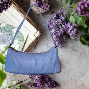 Lavender Leather Vintage Shoulder Bag by Stone Mountain